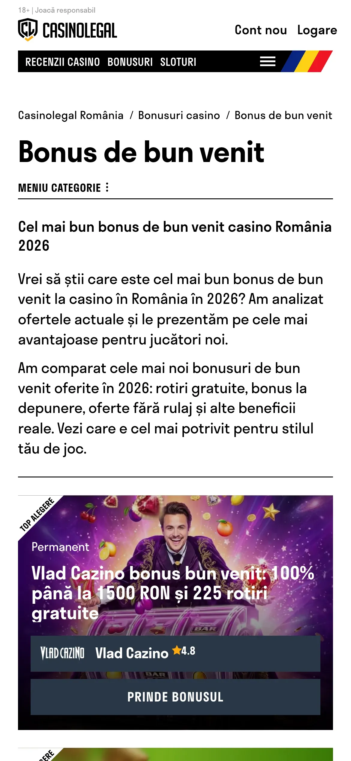 Casinolegal România mobile bonus catalog